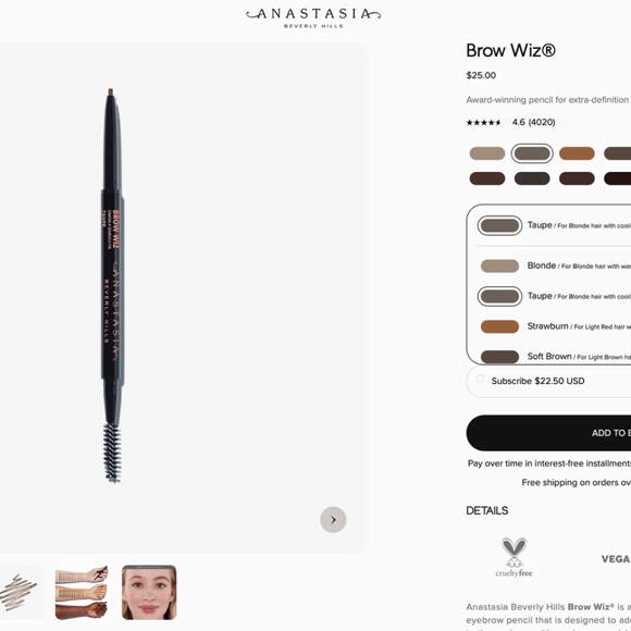 ABH "Taupe" Brow Wiz eyebrow pencil - Picture 5 of 5